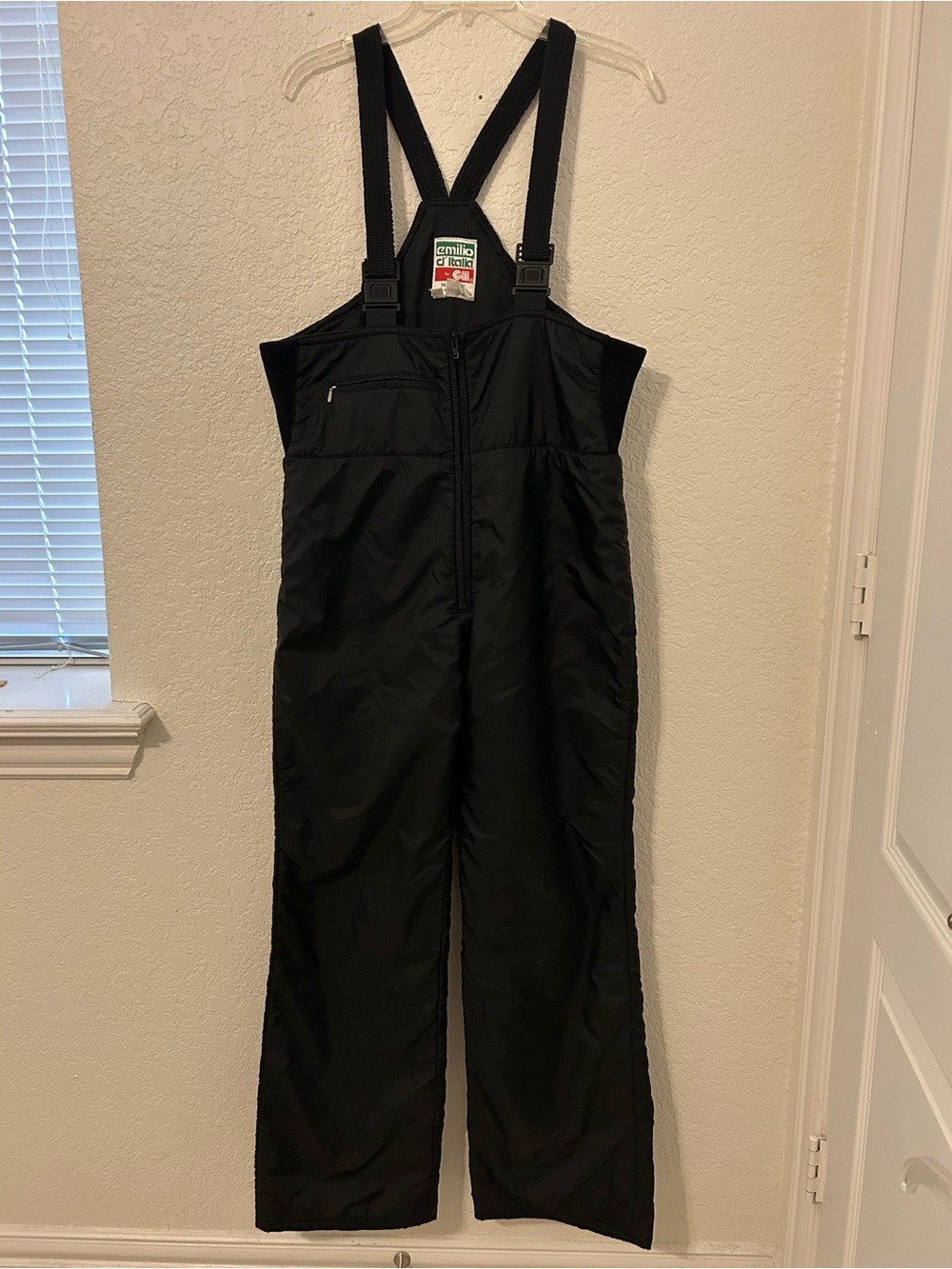Vintage 80s Emilio d'Italia Ski Bib Snow Pants Mens L Black Insulated Overalls
